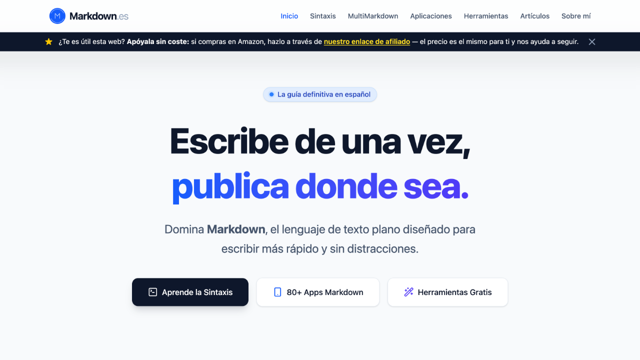 Screenshot of Markdown.es